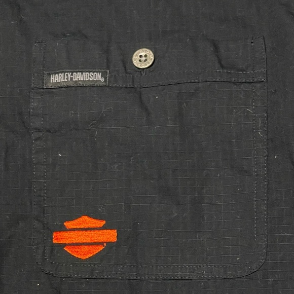 Vintage Harley Davidson Mens M Black Button Up Long Sleeve Motorcycle Ripstop - Picture 5 of 8